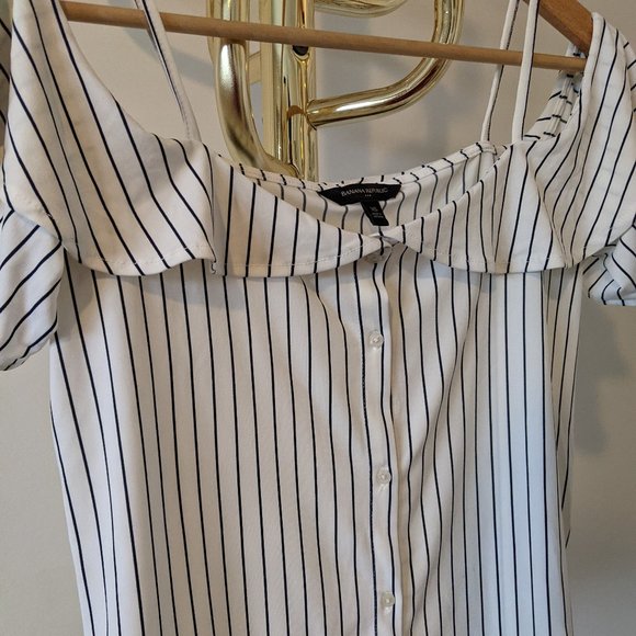 Black and White Striped Banana Republic Blouse - Picture 6 of 9